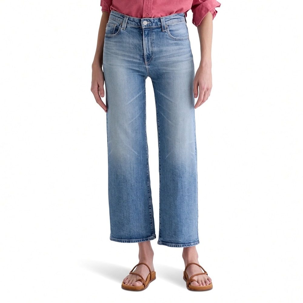 AG Adriano Goldschmied Saige Wide Leg Crop High Rise Jeans Blue 26 PW44937